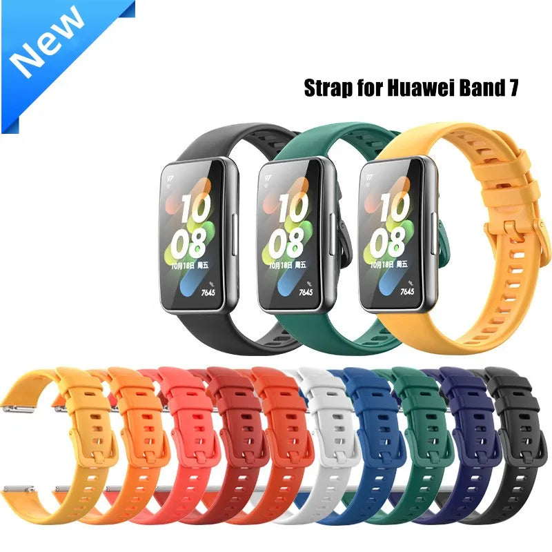 Silicone Watchband for Huawei Band 7 Sport Smart Watch Strap Soft TPU Wristband Bracelet Replacement Strap for Huawei Band7