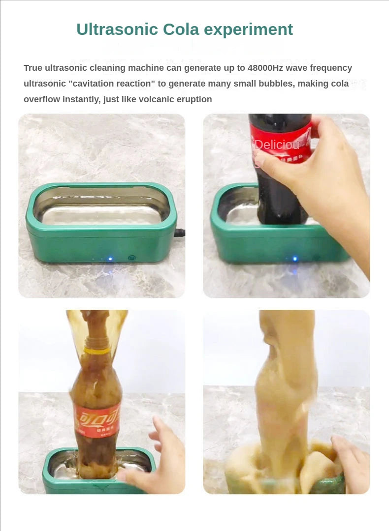 48khz High Frequency Deep Cleaning Cleaning Glasses Ultrasonic Tub Denture Cleaner Jewelry Cleanser Device Washing Appliances