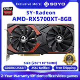 SOYO AMD Graphics Card Radeon RX5700XT RX580 5500XT 6600XT 6600M GDDR6 Video Memory PCIE4.0x16 Gaming Card for Desktop Computers