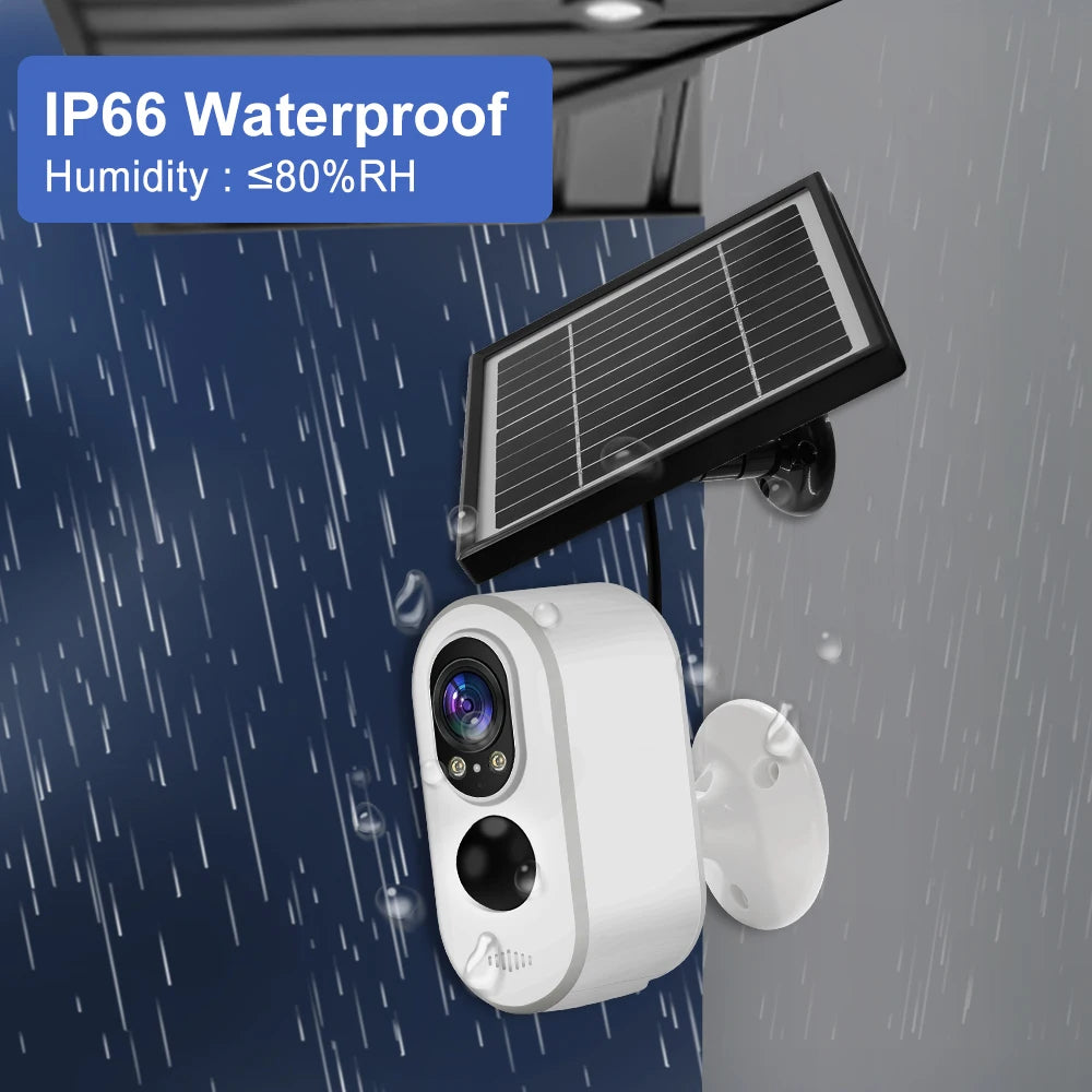 3MP HD Solar Low Power Smart Camera Outdoor Solar Panels Security Protect PIR Human Dection Color Night Vision +IR Two Way Audio