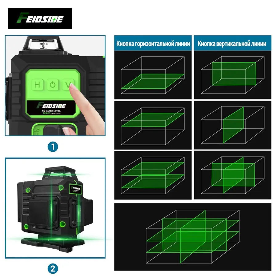 AliExpress Collection FEIDSIDE 16/12 Lines 4D/3D Laser Level Green Line Self-Leveling 360 Horizontal And Vertical Super Powerful