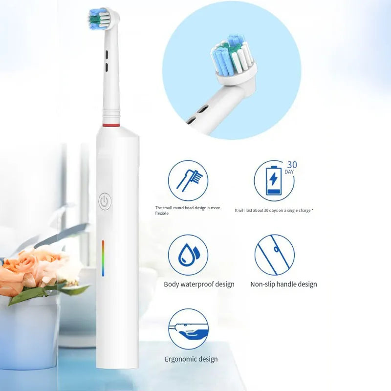 Electric Toothbrush Rotary Round Head Adult Soft Bristle Induction Automatic Men's And Women's Couples Set Compatible With Orab