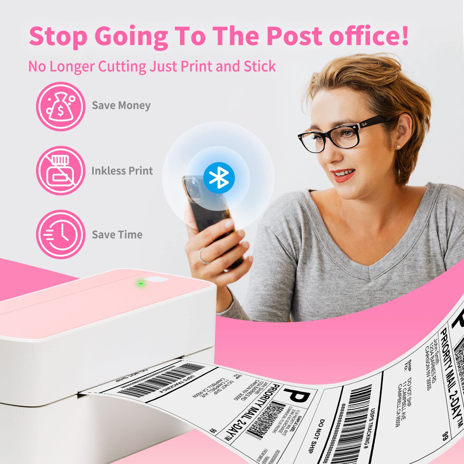 Phomemo 241 Bluetooth Thermal Label Printer Wireless Shipping Label Printer Compatible with iPhone Android Mac Window Wide Used