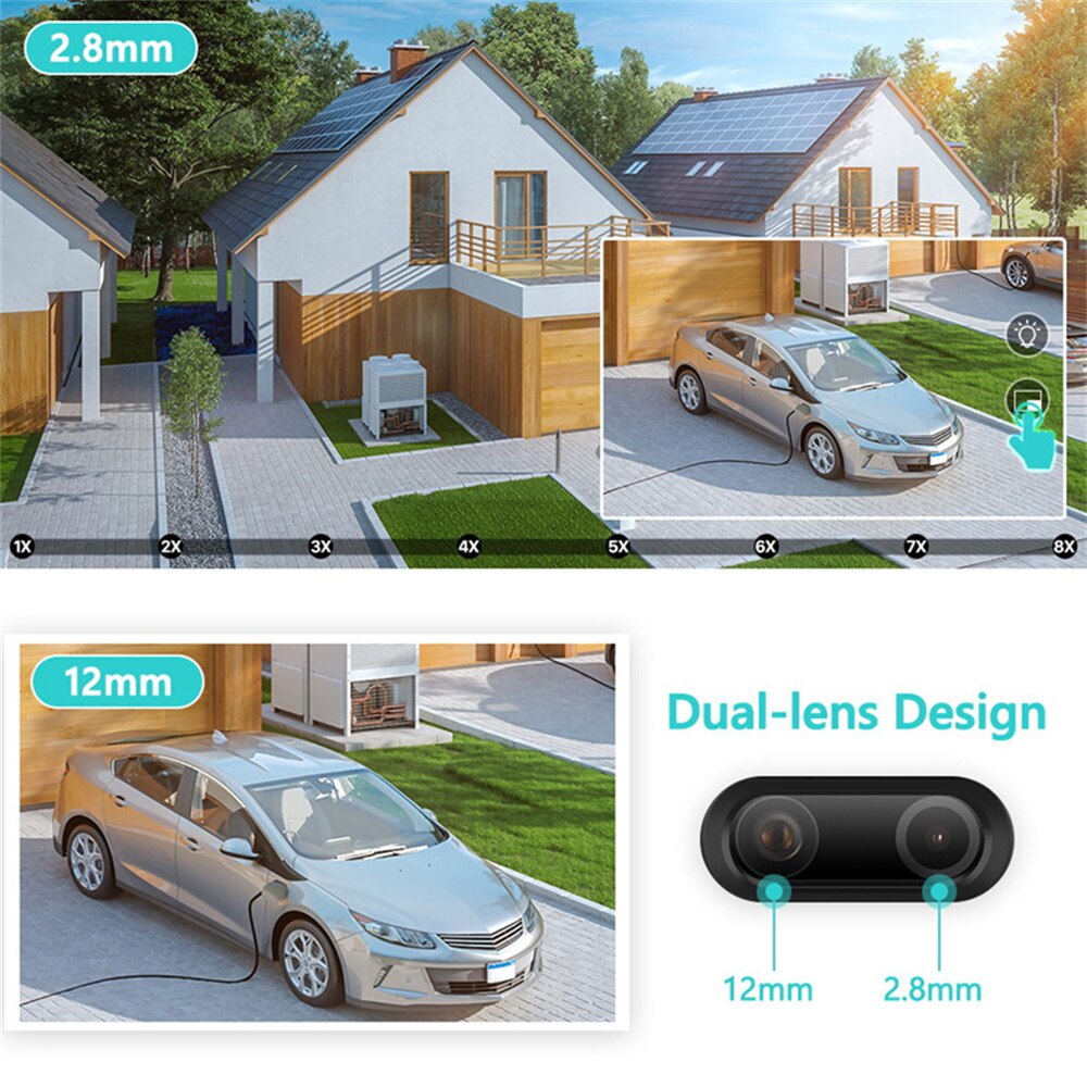 8MP Dual Lens 2.8mm -12mm 8X Zoom 4K Dual Lens PTZ WiFi IP Camera Outdoor AI Human Tracking CCTV Audio Home Security Camera