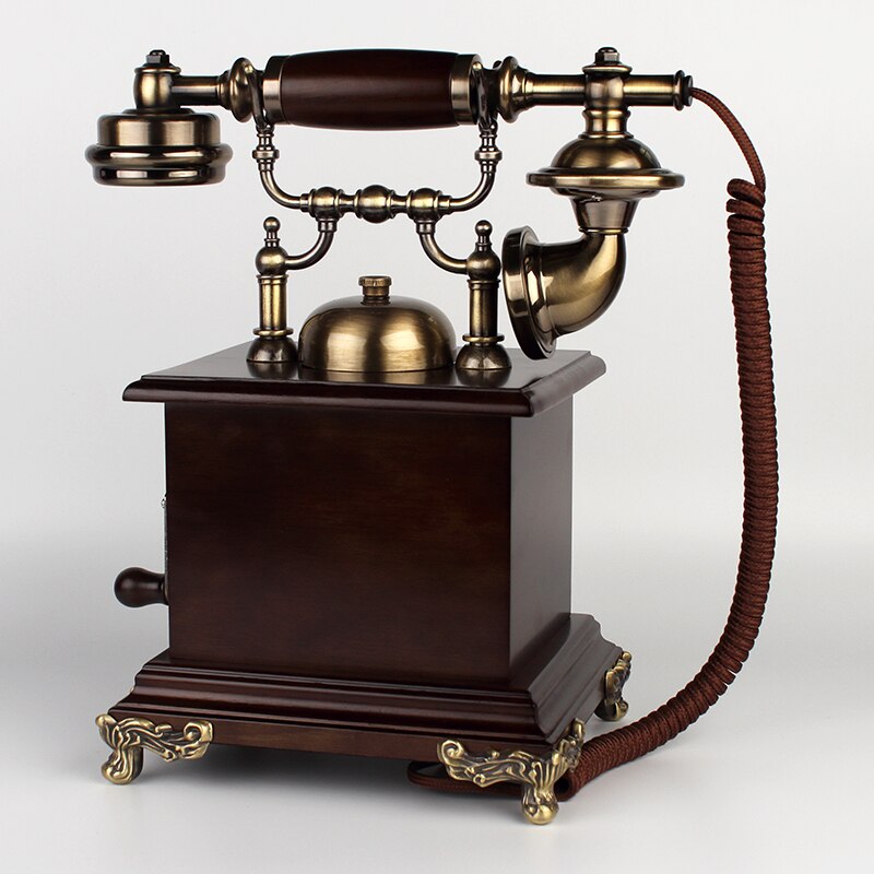 Classical Old Telephone European Vintage Fashion Solid Wood Home Retro Wired Fixed House Phone Nostalgic Landline For Office