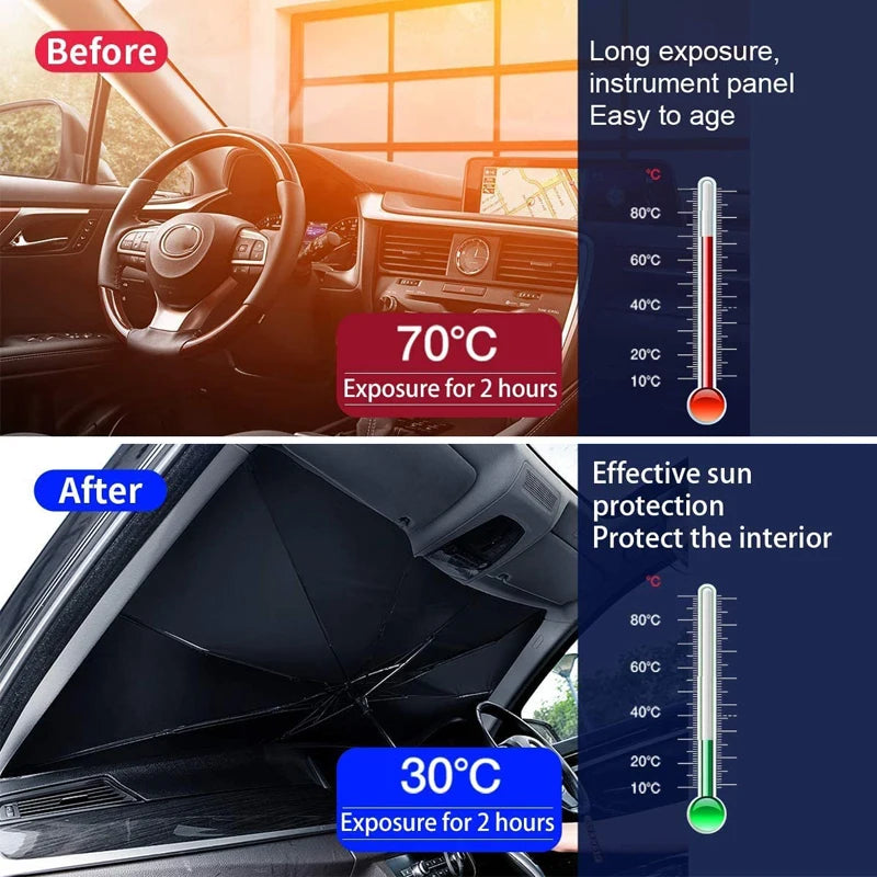Car Sunshade Windshield Umbrella Front Sun Shade Parasol Foldable Summer Protection Car Seat Heat Insulation Car Accessories