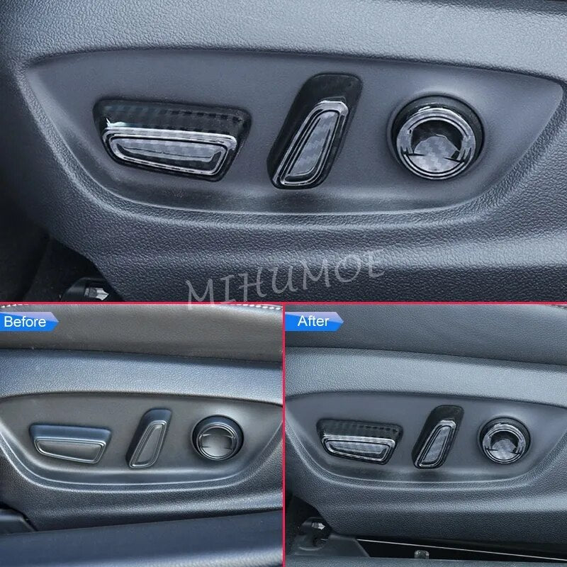 Interior Seat Adjust Switch Carbon Fiber Adjustment Button Cover Overlay Trims For Toyota Camry Hybrid 2018 2019 2020 2021 2022