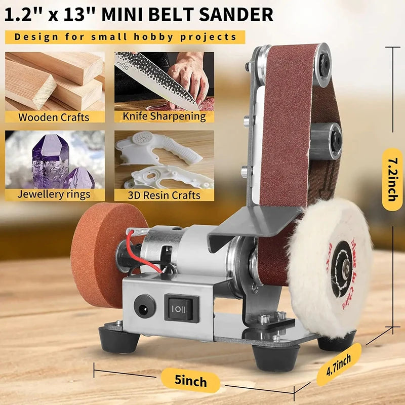 Mini Sander Machine Polishing Electric Grinder Grinding Belt Sanding Wood Diy Speed Polisher Tool Orbital Sharpener Angle Sander