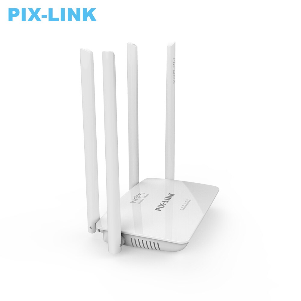 PIXLINK WR08 Wireless Wifi Router With 4 High Gain Antennas 300mbps 5ports RJ45 802.11N Easy Setup for Home White