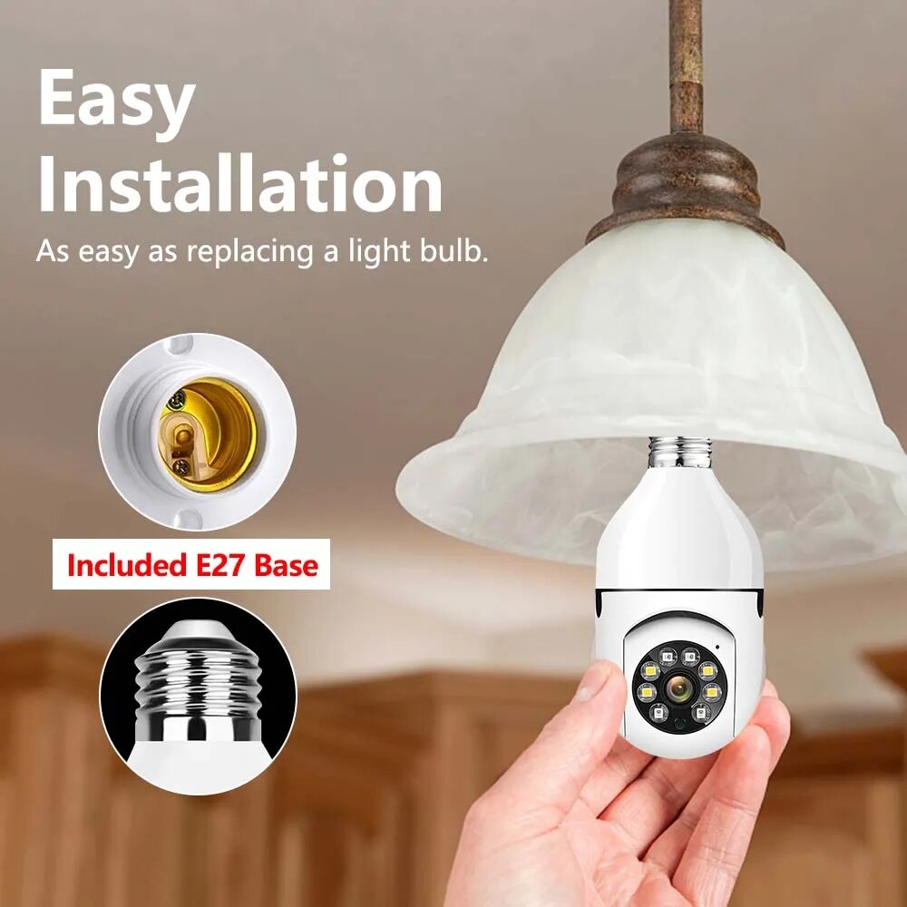 E27 WiFi Bulb Camera 1080P Baby Pet Monitor Indoor Full Color Night Auto Tracking Video Surveillance Security Cameras Floodlight