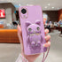 Cute Cartoon Rabbit Fold Stand For Samsung Galaxy A03 Core Phone Case With Lanyard Luxury Plating Cover