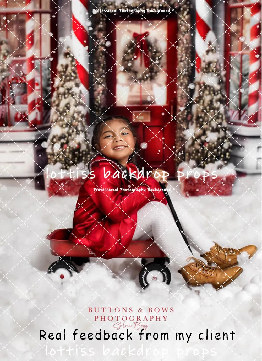 Kringles Candy Store Backdrops Christmas Kids Portrait Props Child Baby Photocall Photostudio Xmas Santa Snowy Street Background