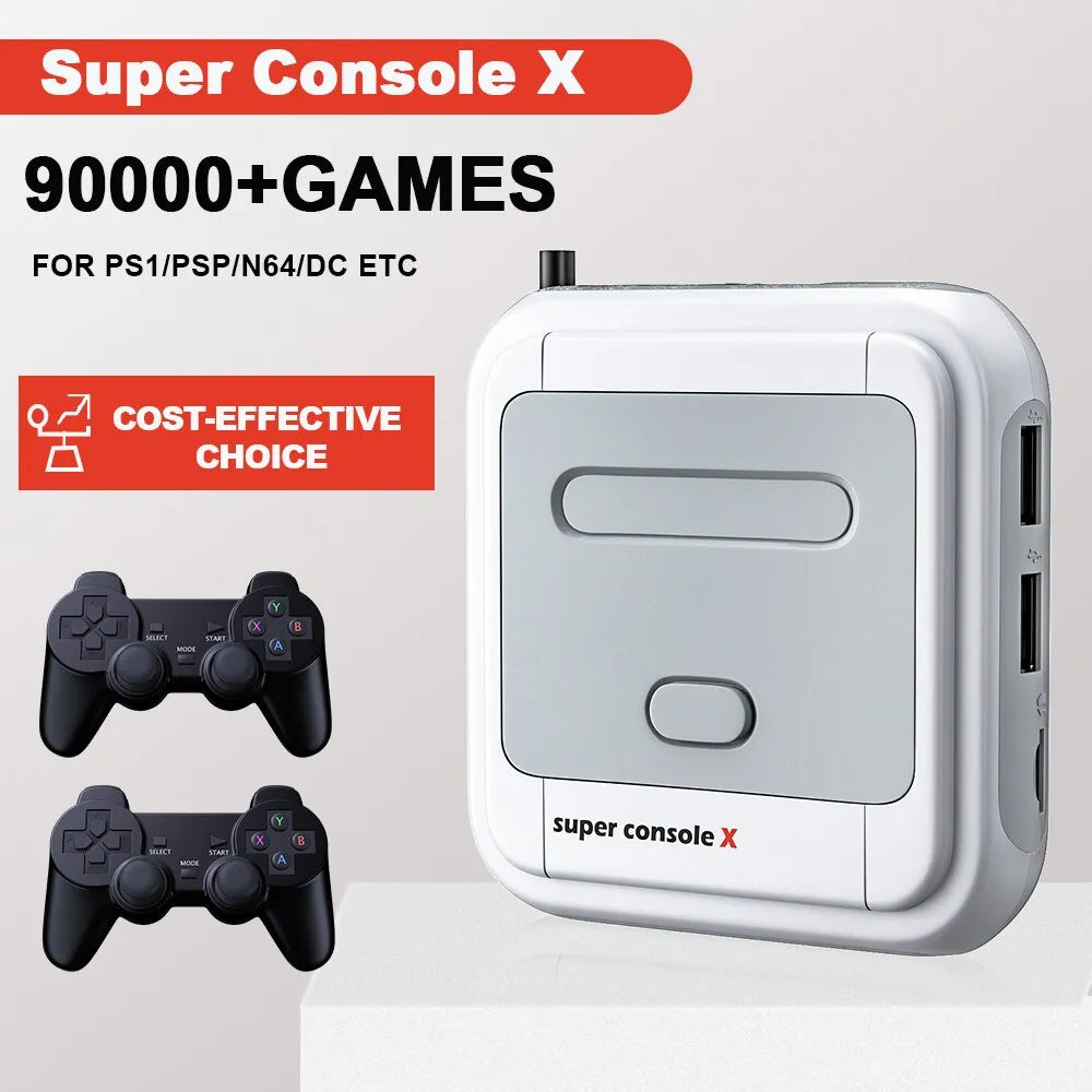 KINHANK Game Box Super Console X Retro Video Game Console Support 90000 Games 50 Emulators for PS1/PSP/MAME/DC with Controllers