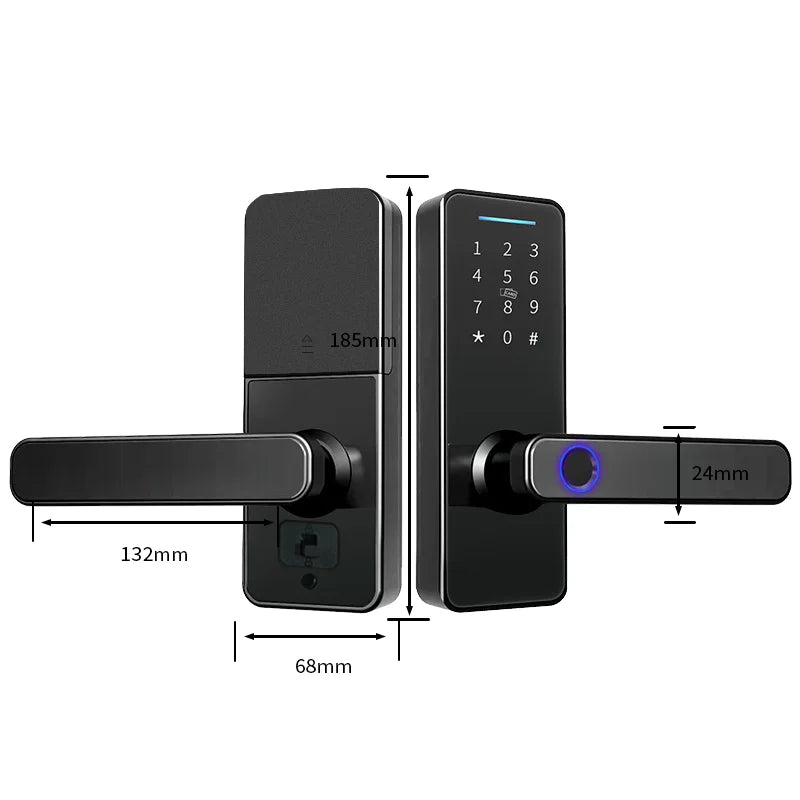 Tuya Wifi Electronic Lock Smart Door Lock Biometric Fingerprint Lock Can NFC Unlock/Password/Key Unlock/USB Emergency Charge