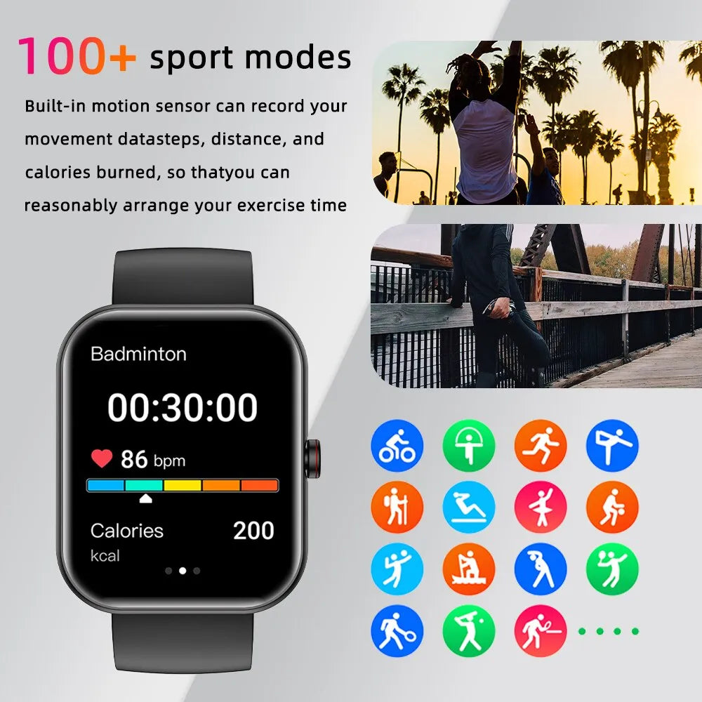 SENBONO 2023 Voice Calling Smart Watch Men Women Sports Health Blood Oxygen Heart Rate Monitor Smartwatch for IOS Android Xiaomi