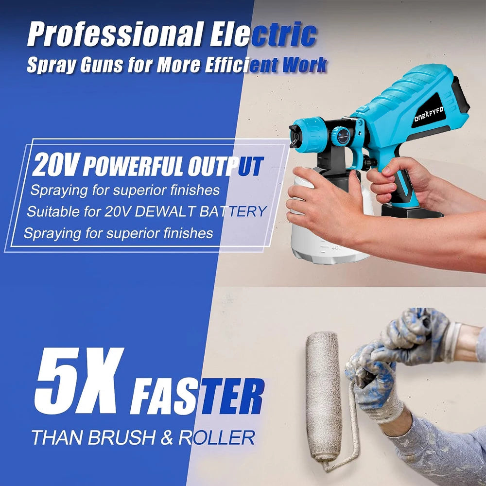 1000mL Electric Paint Gun Spray Gun High Power Electric Paint Sprayer Flow Control with 3 Nozzle For Makita 18V Battery