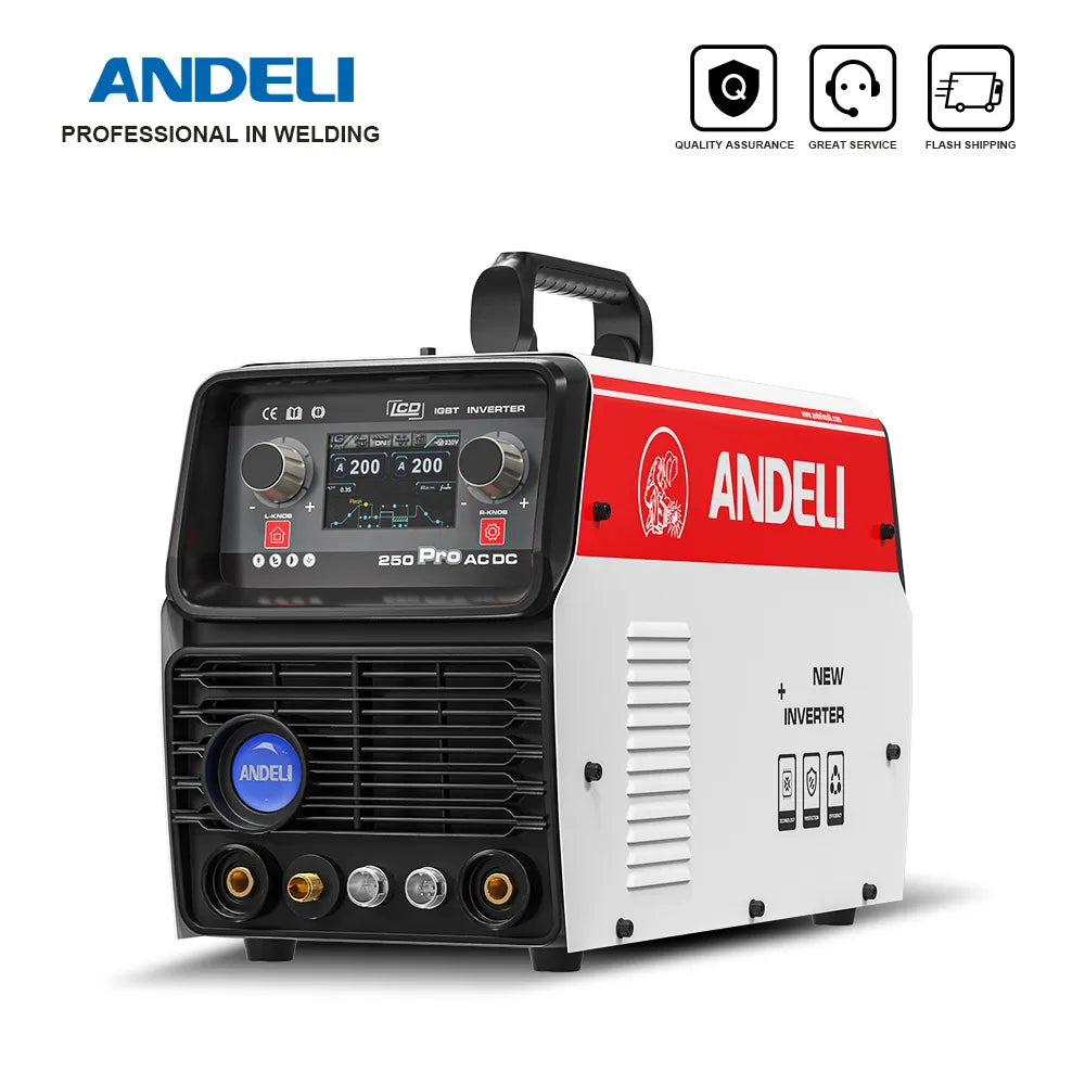ANDELI TIG Welder TIG-250 PRO AC DC Aluminum welding machine with Pulse Tig/Stick/Cold weld Smart LCD Professional Argon welder