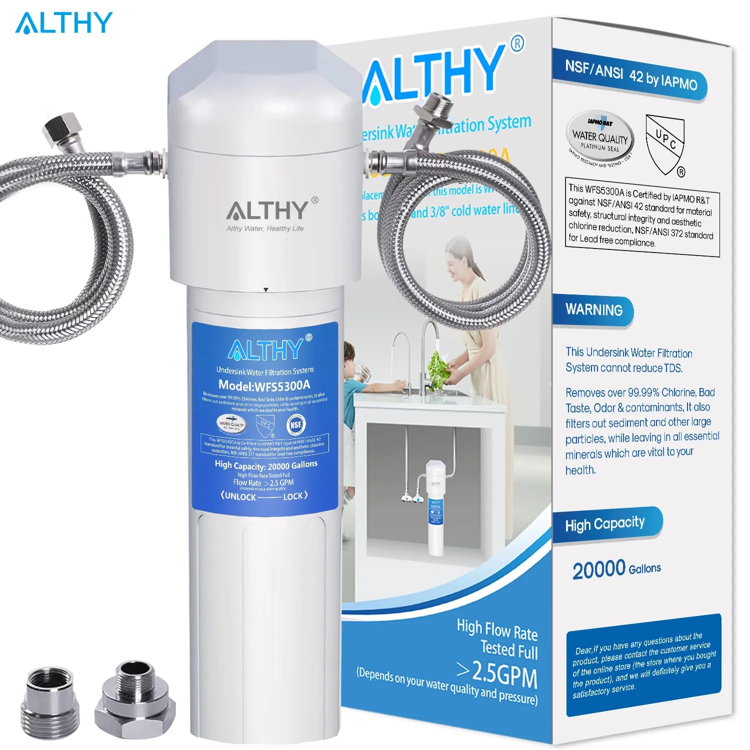 ALTHY Under Sink Drinking Water Filter Purifier -NSF/ANSI Certified Direct Connect Under Counter Drink Water Filtration System