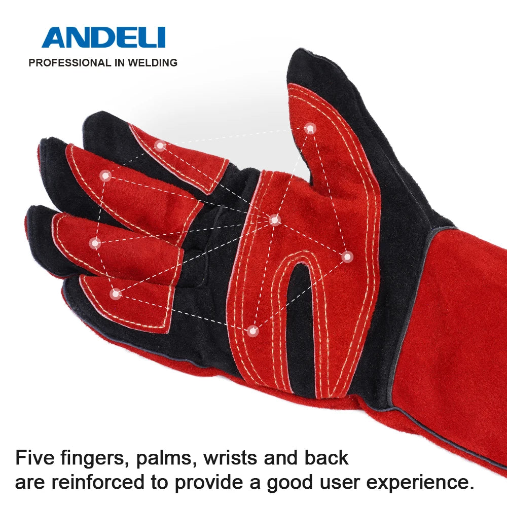 ANDELI 27cm Welding Glove Multifunctional Works Gloves Heat Resistant Mig/Stick/Tig Welder/Grill/Stove/BBQ Protective Gloves