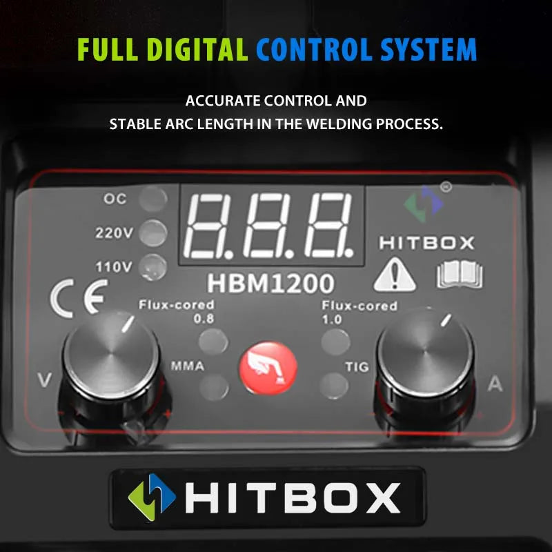 HITBOX 120A MIG Welding Machine HBM1200 3 In 1 Semi-automatic Tig welder ARC/MMA Welding Machine Portable Gasless Inverter Welde