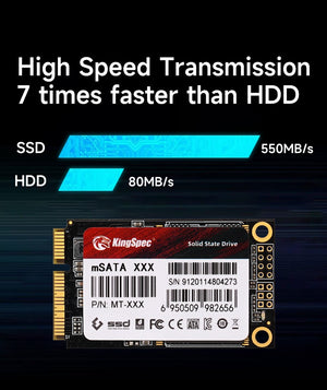 KingSpec mSATA SSD 128GB 256GB 512GBSSD 1TB HDD Mini PCIe Internal Solid State Drive Disk SSD Mini SATA For Dell Notebook PC