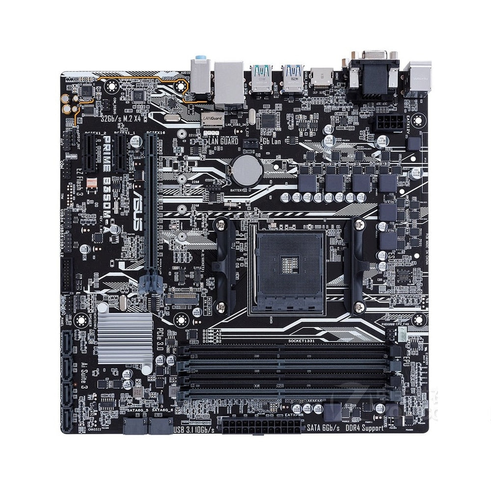 AM4 B350 motherboard ASUS PRIME B350M-A adopts AMD B350 chipset Socket AM4 4×DDR4 64GB PCI-E 3.0 2×M.2 Micro ATX