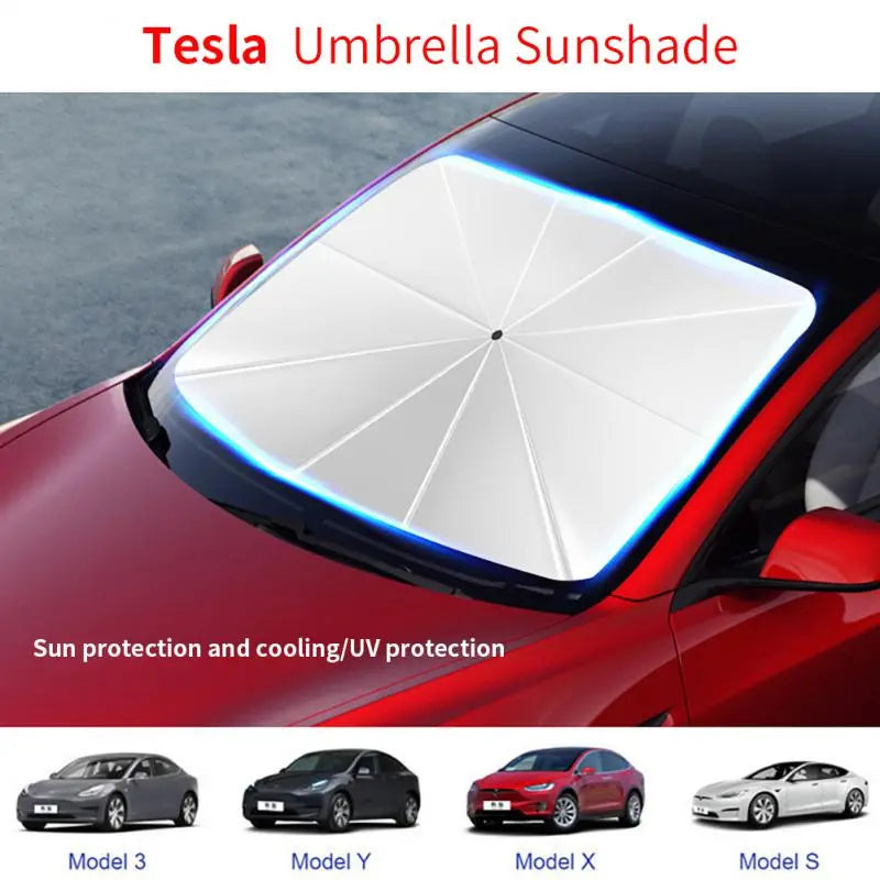 Car Windshield Sunscreen Umbrella UV Protection Sun Visor Protector Front Window Sun Shade Cover For Tesla Model 3/Y/X/S Series