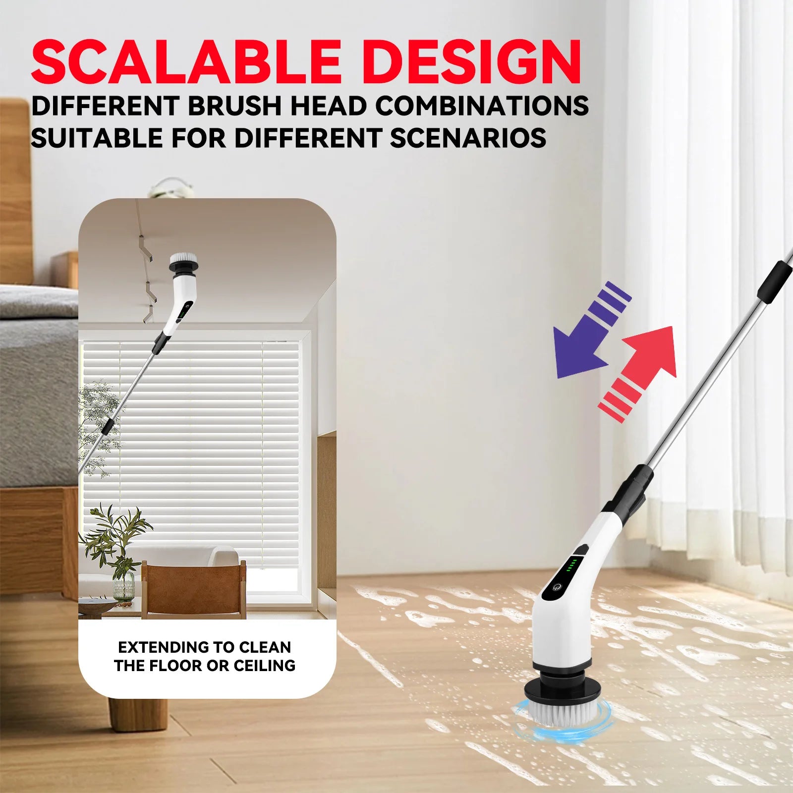 New Electric Cleaning Brush Window Wall Cleaner Electric Turbo Scrub Brush Rotating Scrubber Kitchen Bathroom Cleaning Tools