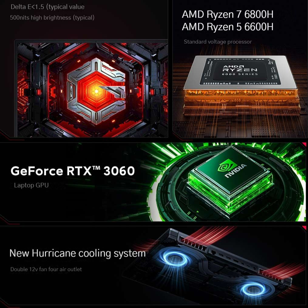 Xiaomi Redmi G Pro Game Laptop 2022 AMD Ryzen R7-6800H/R5-6600H RTX 3060/RTX 3050 GPU 16" 2.5K 240Hz Gaming Notebook PC Wifi6