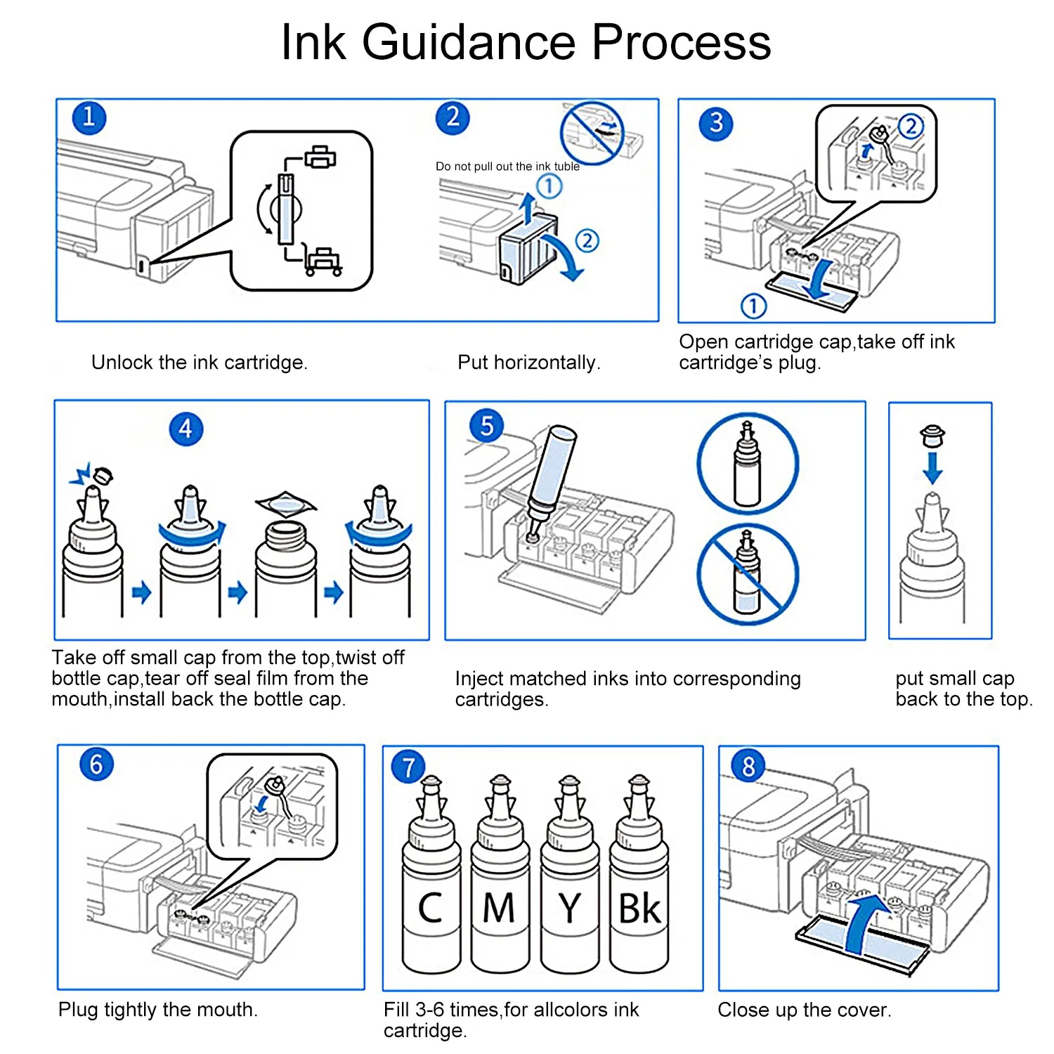664 Refill dye ink For Epson L100 L110 L210 L120 L220 L310 L355 L362 L366 L365 L486 L550 L800 L805 L810 ET-2650 Printer 4 Colors
