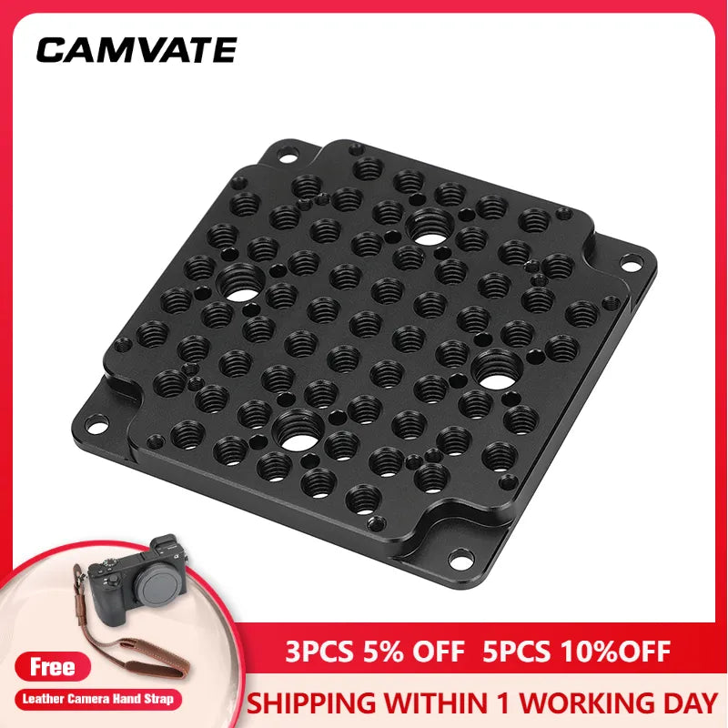 CAMVATE Aluminum Camera Cheese Mounting Plate Multipurpose Compatible With Standard 75mm VESA Mount For Camera / Monitor cage