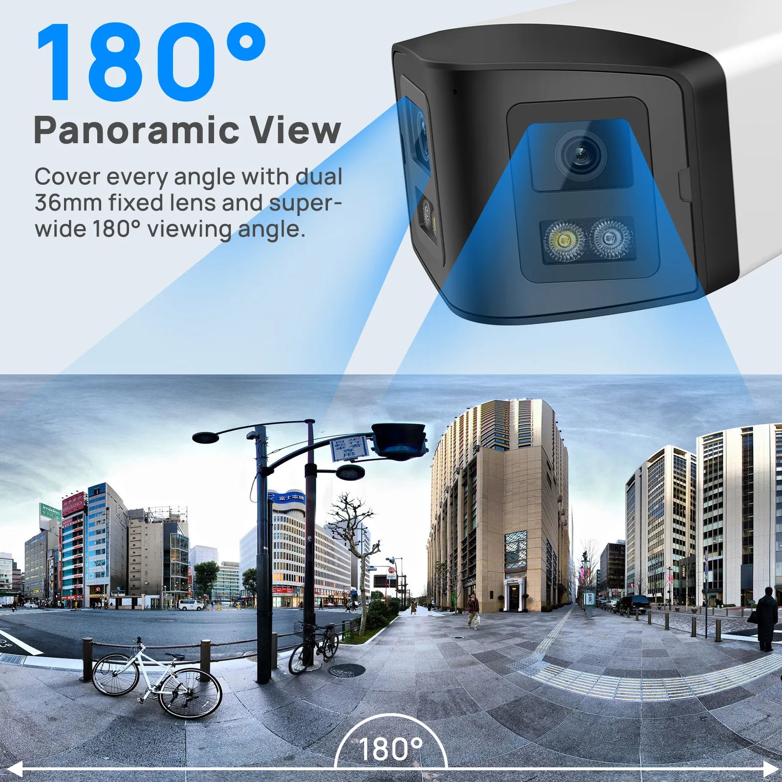 Vikylin Panoramic Security Camera Full Color 4MP Dual Lens 4MM IP Camera For Hikvision Compatible POE CCTV Surveillance Outdoor