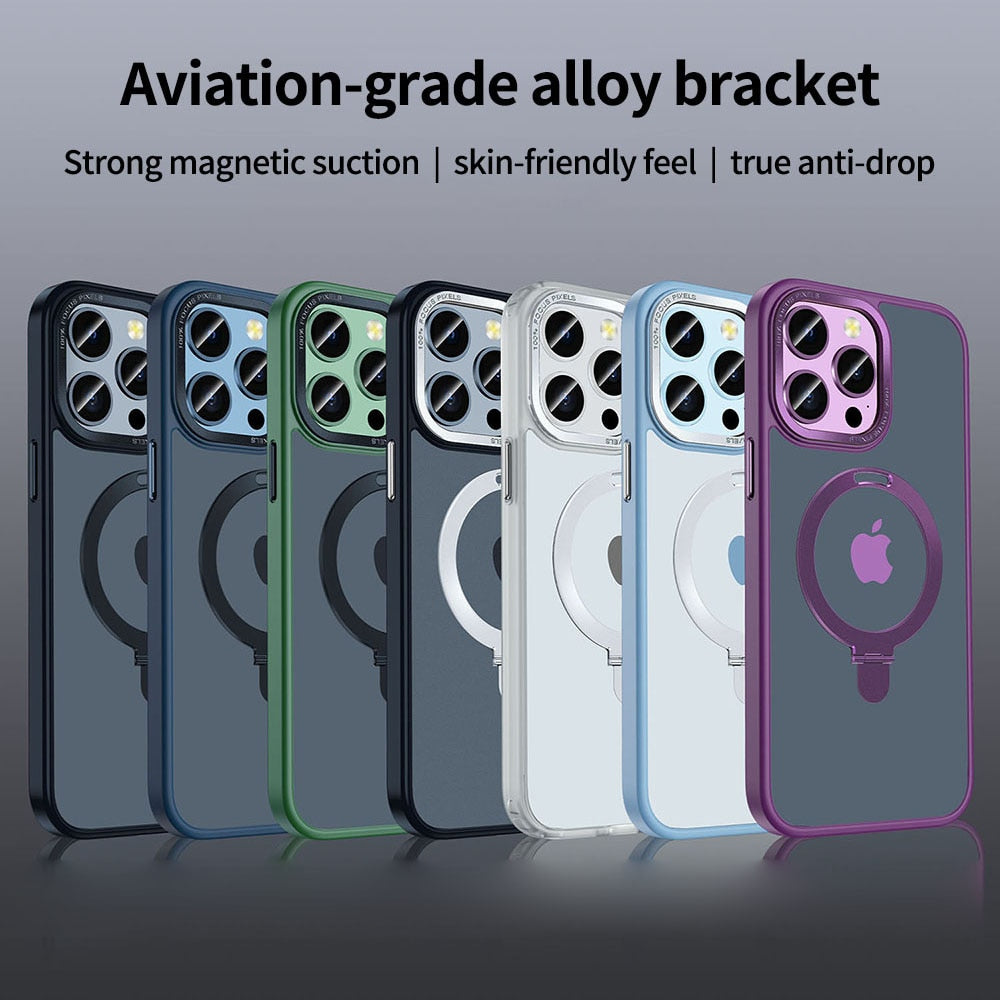 Magnetic Ring Holder Phone Case For iPhone 14 13 12 Pro Max Cover MagSafe Wireless Charging Shockproof Metal Cellphone Funda