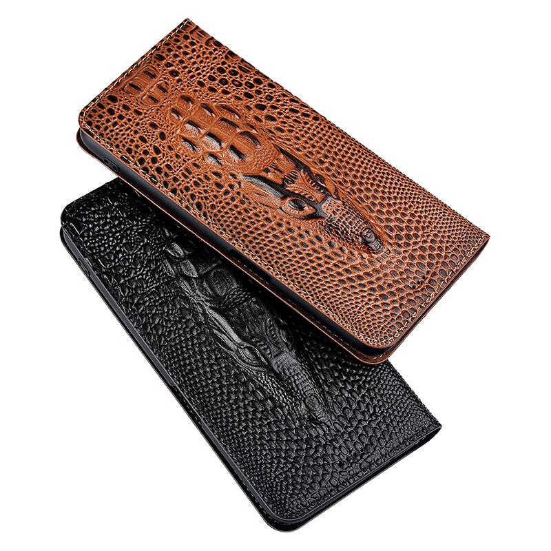 Crocodile Head Genuine Flip Leather Case For Meizu 15 M15 16 16S 16T 16TH 16XS 17 18 18S 18X 20 Note 8 9 Pro Lite Cover Cases