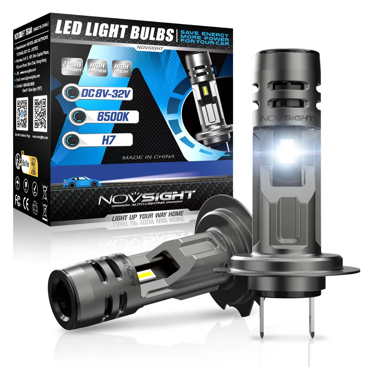 NOVSIGHT N58 H7 LED Headlight 1:1 Mini Size Headlamp 60W 12000LM 6500K Car Lamps Super Bright Plug and Play Car Headlight Bulbs