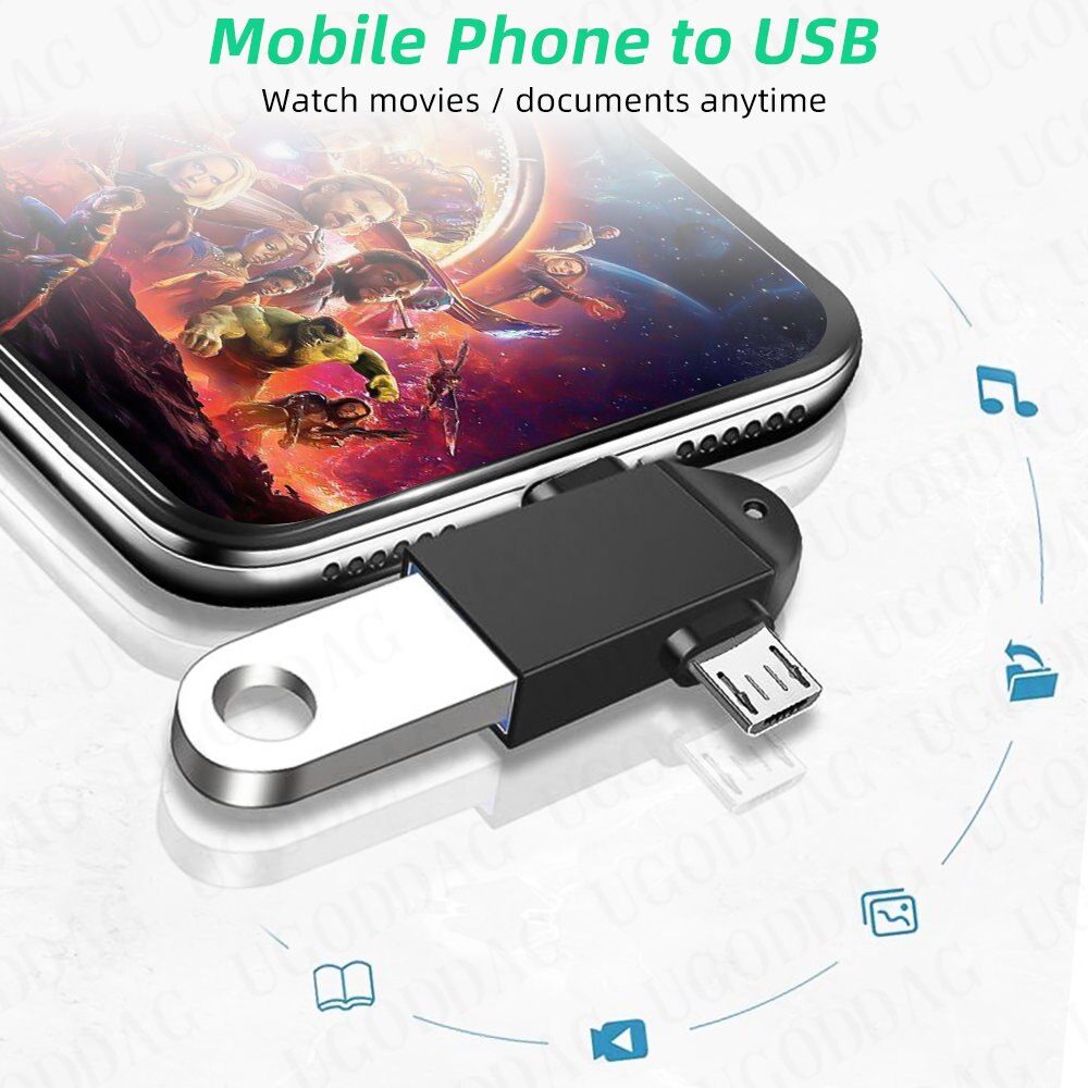 OTG Type C Adapter 2 in 1 Micro Usb to USB C Adapter Mobile Phone Flash Drive Reader Mouse Connector USB Cable Converter