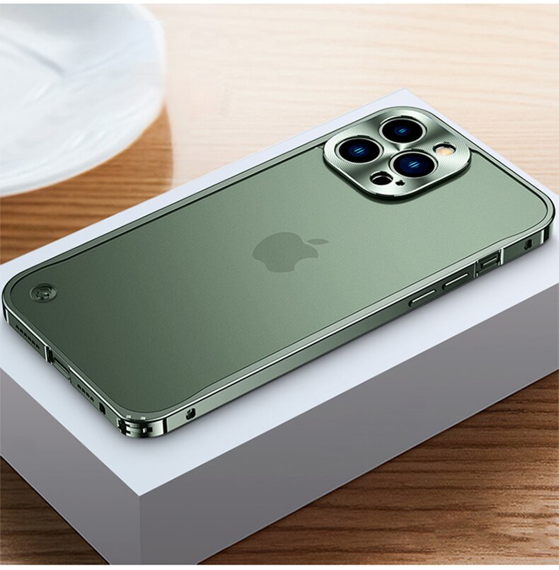 Luxury Metal Frame Lens Protection Cap Aluminum Phone Case For iPhone 13 Pro 14 Pro Max 12 Pro Max 11 Matte Translucent Cover