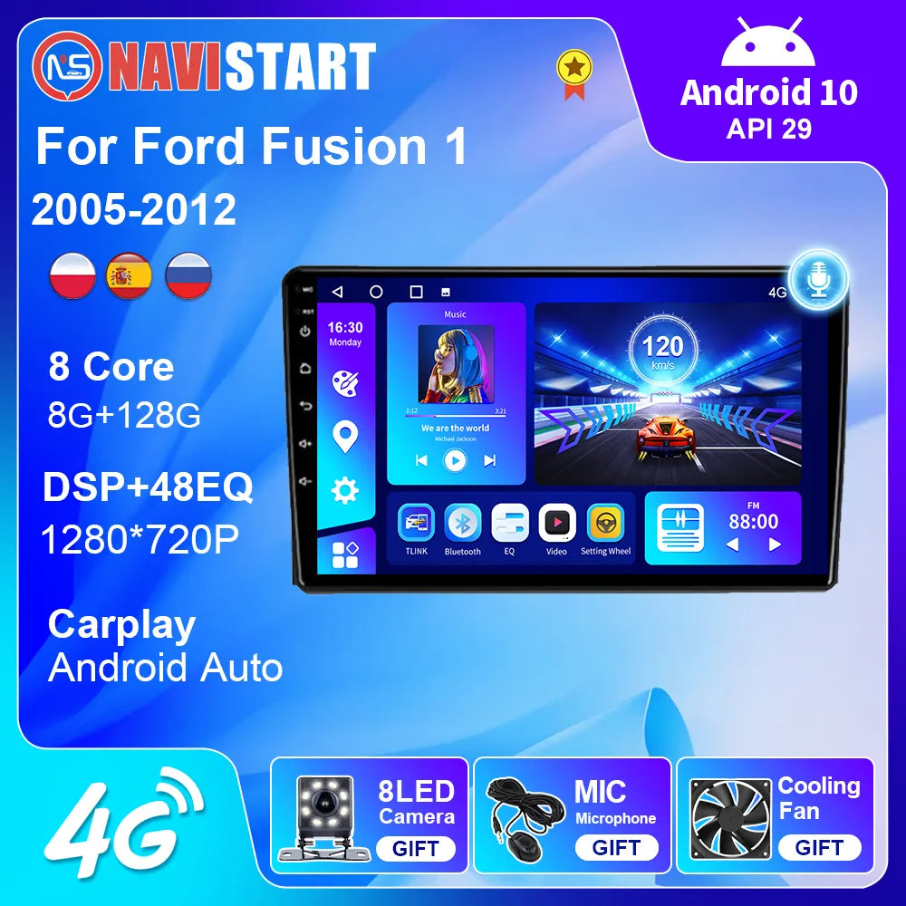 NAVISTART For Ford Fusion 1 2005-2012 Car Radio GPS Navigation 4G WIFI BT Carplay DSP Android Auto DVD Player Android 10  2 Din