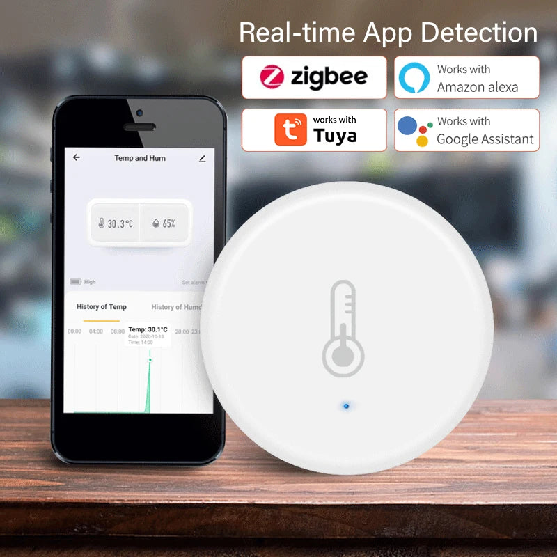 Tuya Smart Temperature And Humidity Sensor Indoor Thermometer Monitor For Home Work With Alexa Home Assistant