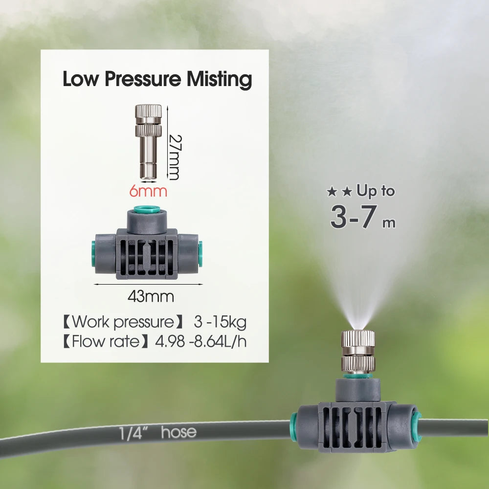 Garden 60W Self-Priming Pump Timer Mistsing Irrigation Kit for Greenhouse 1/4”Hose Sprayer Nozzle Automatic Irrigation Equipment