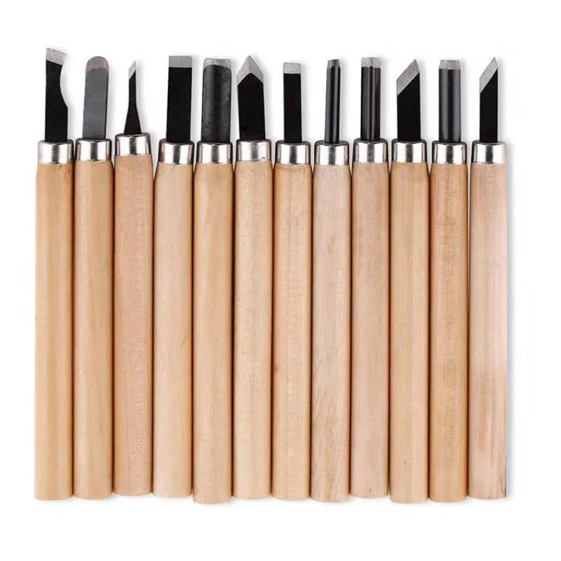 12pcs/8pcs/6pcs Professional Wood Carving Chisel Knife Hand Tool Set for Basic Detailed Carving Woodworkers Gouges