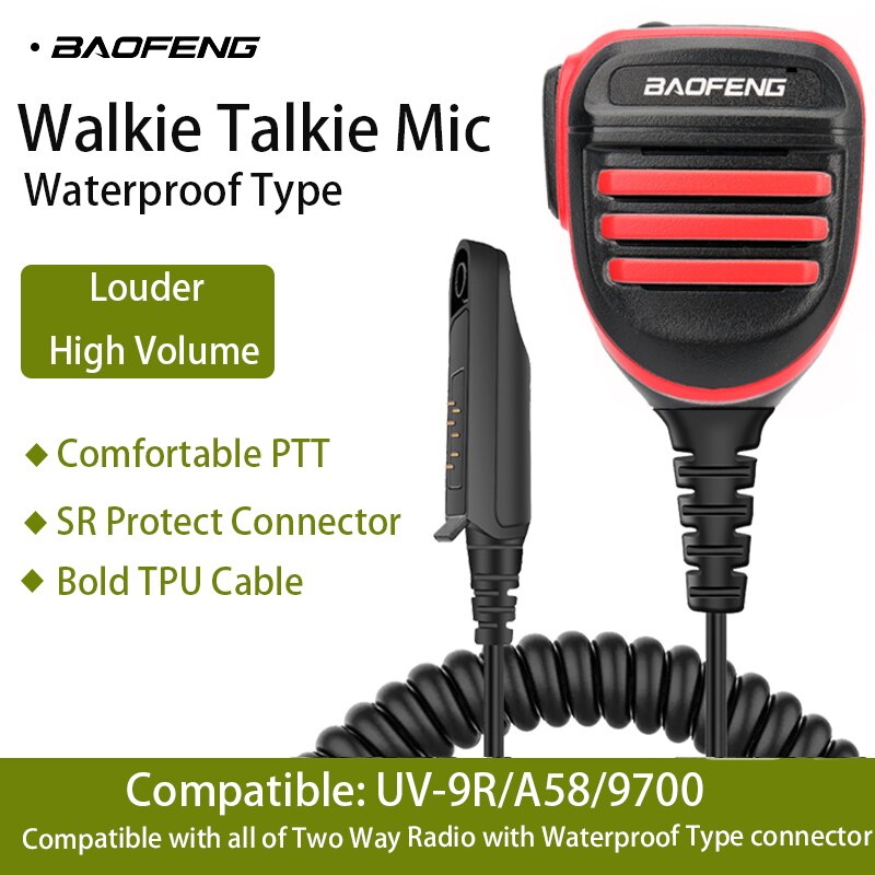 BF-780 Baofeng Tangent for Walkie Talkie Waterproof PTT Microphone Speaker for UV-9R Plus PRO/ERA, BF-9R, BF-A58, BF-9700 Radios