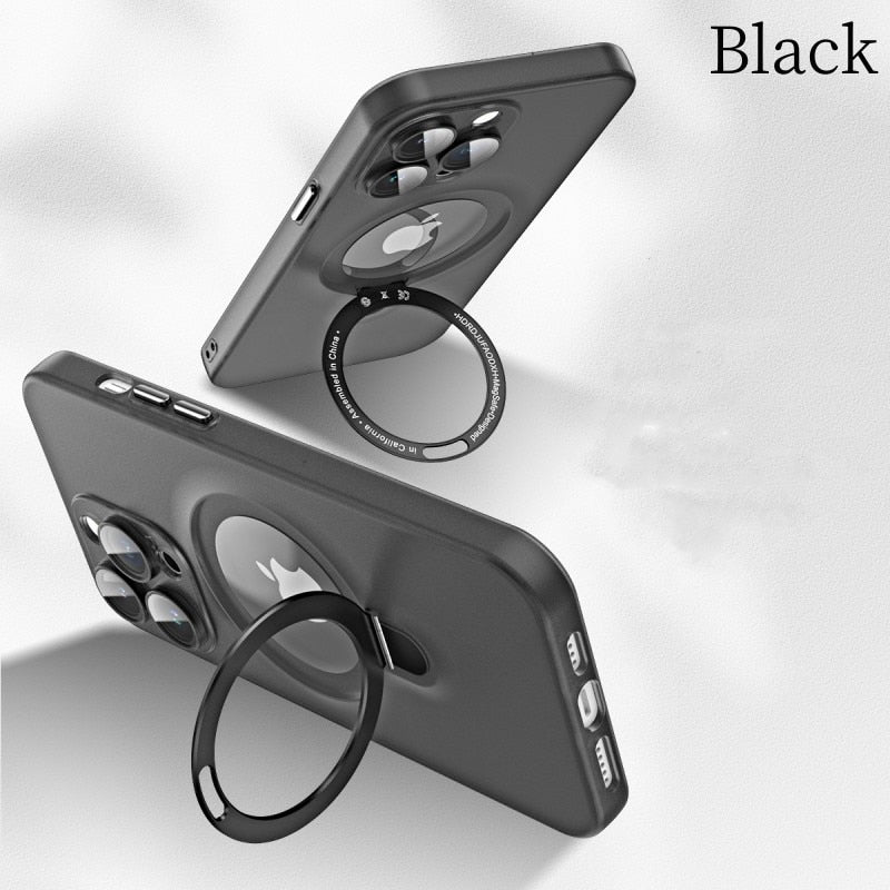 Suitable For Iphone14plus13promax Mobile For Phone Case Apple 12pro11 Frosted Magnetic Suction With Lens Film Bracket Hard Shell
