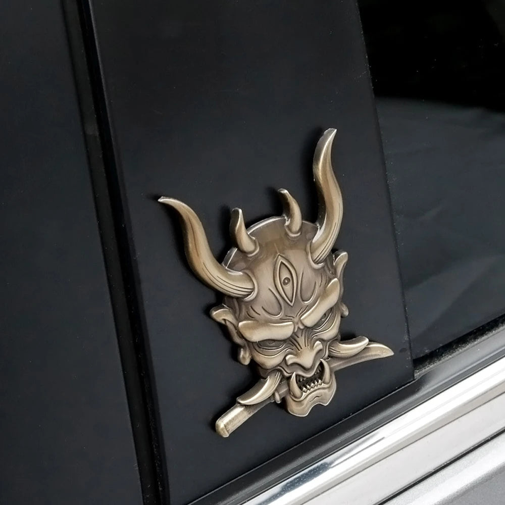 3D Car Sticker Premium Warrior Metal Car Side Fender Rear Trunk Skull Emblem Badge Decal for Any Vehicle Truck Car Motorcycle RV