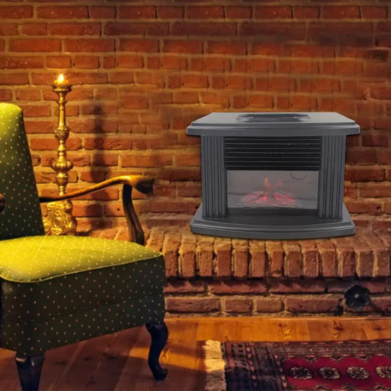 Electric Fireplace Heater Remote Control Tabletop Warmer Simulation Flame Heating Portable Mantelpiece Room Office Heating EU