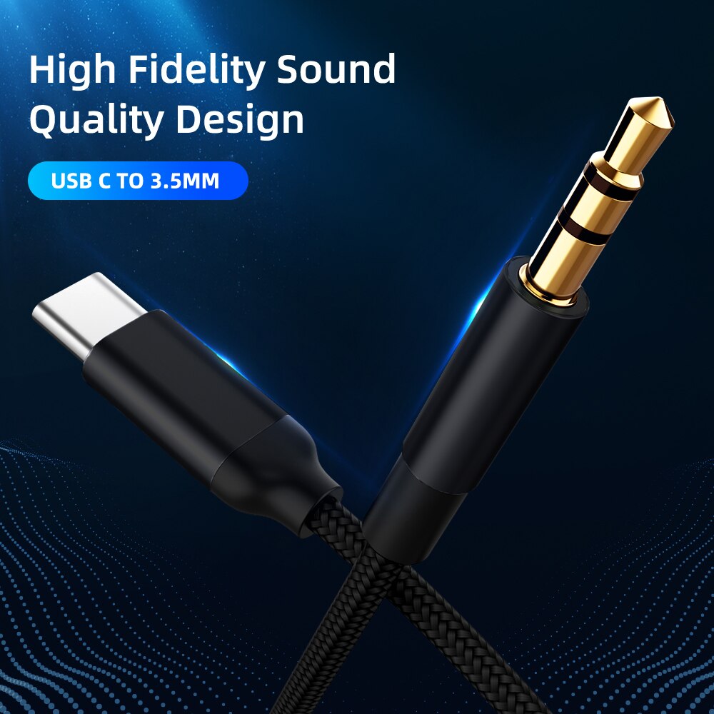 USB C to 3.5 MM Jack AUX Cable DAC Type-C Audio Cabel for Car Speaker Headphone Auxiliary Adapter For Huawei Sumsang Xiaomi Vivo