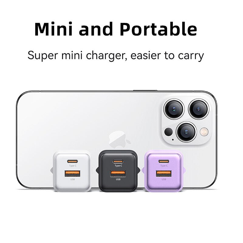 USAMS Dual USB Fast Charger 30W Type C PD Quick Charge 3.0 Phone Charger for iPhone 14 13 12 11 Pro Max Xiaomi Samsung Tablets