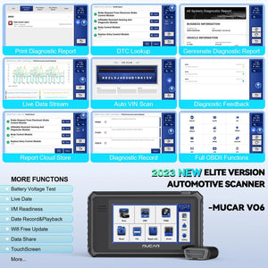 MUCAR VO6 Professional Car Diagnostics Tools Full System 28 Reset ECU Coding Bidirectional Test Erase Error Code OBD2 Scanner