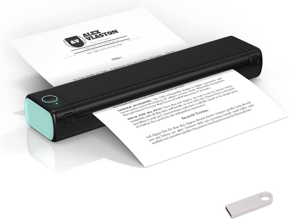 Portable Printers M08f A4 Wireless For Travel Thermal Printer Use For Mobile Office, Support 8.26"X11.69" A4 Size Thermal Paper