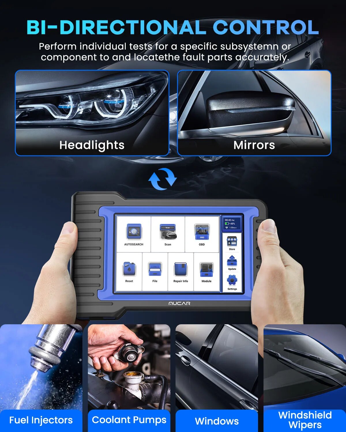 MUCAR VO6/VO7 Professional Car Diagnostic Tools All System Automotive Obd2 Scanner OBD Auto Diagnosis ECU Coding Active Test